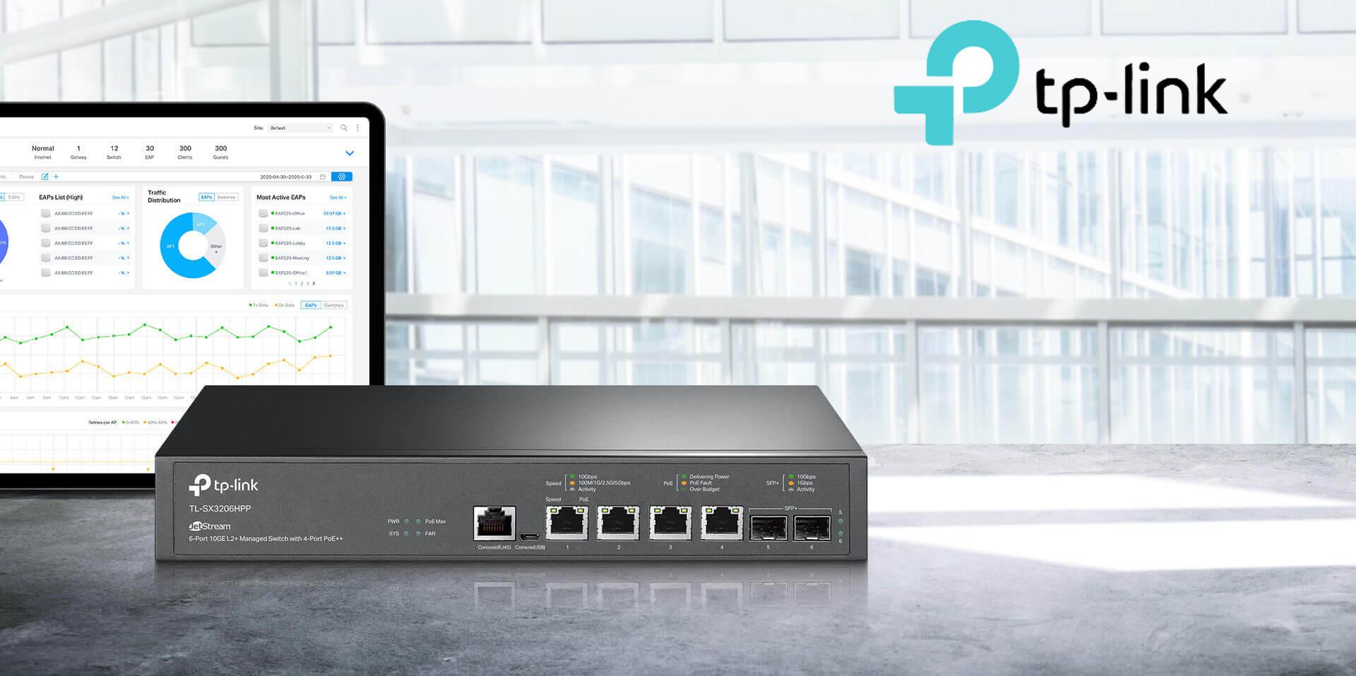SWITCH TP-Link TL-SX3206HPP - błyskawicznie szybkie połączenia wysokiej jakości dzięki portom 10GE