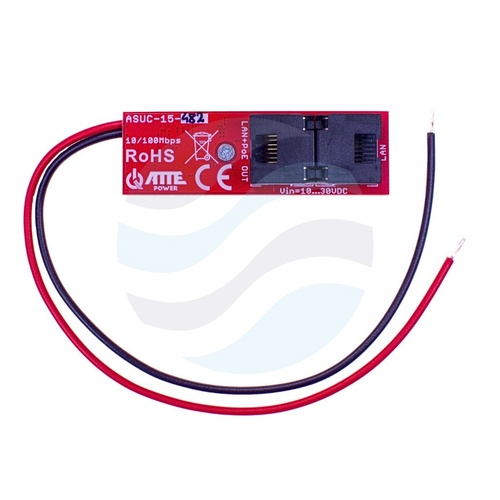 ATTE ASUC-15-482 Przetwornica DC/DC podnosząca napięcie Vin 10...30VDC Vout 48VDC Pout 15W, złącza RJ45/RJ45 + przewody, PoE PASSIVE 3