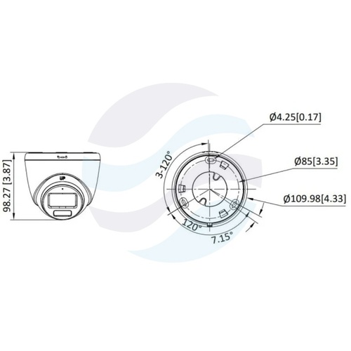 Hikvision DS-2CE72DF3T-LSE(2.8mm) Kamera TurboHD 2Mpix kopułkowa 2.8mm, 0.0005lux, F1.0, Smart Hybrid Light, ColorVu, WDR 130dB, PoC, IR LED/LED biały do 40m, mikrofon, IP67, biała 4