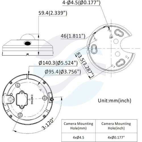 Hikvision DS-2CD63C5G1-IVS (1.29mm) Kamera IP 12Mpix panoramiczna fisheye 1.29mm 360°, DeepinView, 0.03lux, F2.2, IP67, IK10, WDR 120dB, IR do 15m, 4x mikrofon, głośnik, alarm 2/2, audio 1/1, mSD do 256GB, AI, biała 4