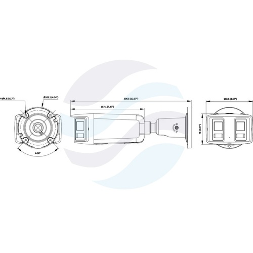 Hikvision DS-2CD2T167G3P-LIS2UY/SL(180°) Kamera IP 16Mpix panoramiczna bullet 180° 2x 2.8mm, 0.0005lux, F1.0, ColorVu 3.0, AcuSense, Live Guard, WDR 130dB, IR/LED do 40m, 2x mikrofon, głośnik, alarm 1/1, audio 1/1, mSD do 512GB, IP67, NEMA 4X, AI, biała 3