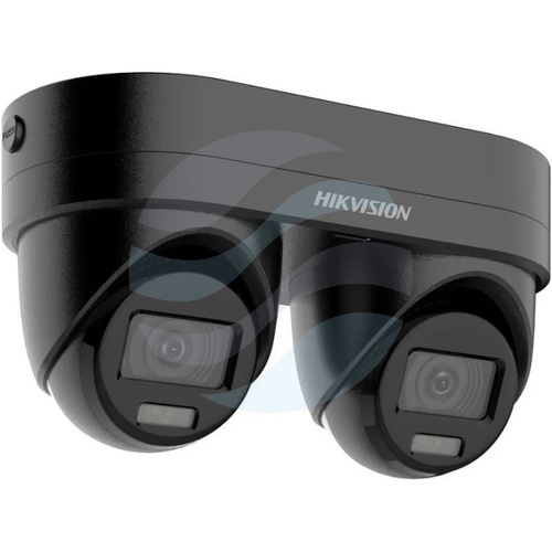 Hikvision DS-2CD2346G3D-IZ2UY/SL(2.8/4) BLACK Kamera IP 4Mpix+4Mpix multisensoryczna kopułkowa, 2x niezależny obiektyw motozoom 2.8/4mm, 0.001lux, F1.6, DarkFighter, AcuSense, aktywne odstraszanie światłem i dźwiękiem, IR do 30m, 2x mikrofon, głośnik, WDR 2