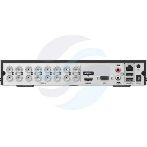 Hikvision iDS-7216HQHI-M1/T Rejestrator 5w1 TurboHD, 16x kanał analogowy + 2x IP (18 łącznie), w trybie Enhanced IP do 24 kanałów łącznie, IP max. 6Mpx, AcuSense, H.265 Pro+, nagrywanie do 3K/5M Lite, 128Mb/s, HDMI 4K, VGA, 1x SATA do 10TB, audio 9