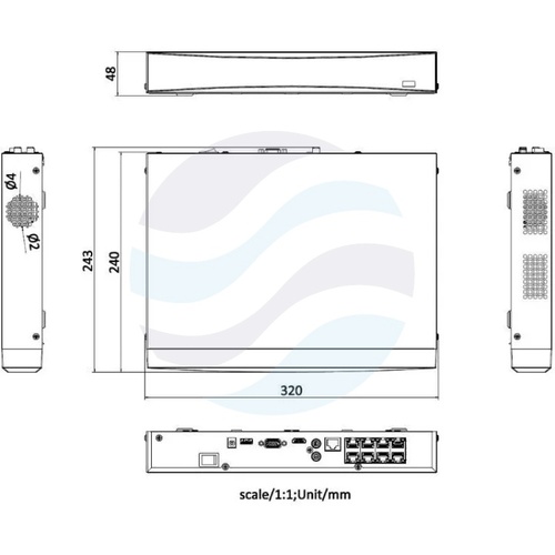 Hikvision DS-7608NXI-K1/8P(D) Rejestrator NVR 8x kanałów IP max. 12Mpx, 80/80Mb/s, AcuSense, rozpoznawanie twarzy, HDMI 4K, VGA, 1x SATA do 16TB, 8-portowy switch PoE 75W 802.3af/at, audio, alarm 4/1 2