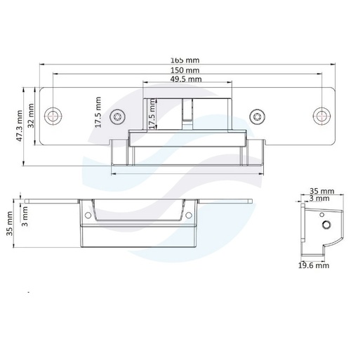 Hikvision DS-K4G100 Elektrozaczep do drzwi, nacisk 800kg, symetryczny, standardowy / rewersyjny (Fail-Secure / Fail-Safe), styk NO/NC, 12/24V DC 2