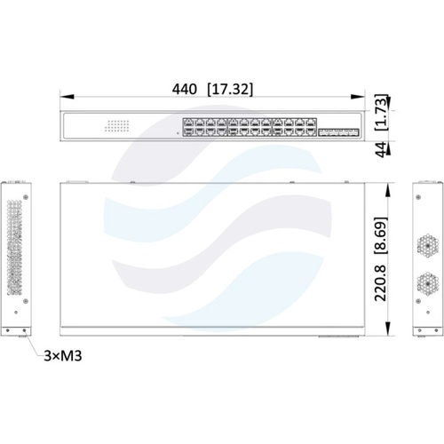 Hikvision DS-3E1528-SI-24T4F Switch zarządzalny 24x Gigabit RJ45, 4x Gigabit SFP, VLAN, QoS, STP, agregacja łączy, Hik-Partner Pro, rack, metalowy 3