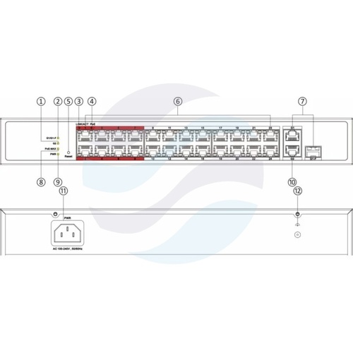 Hikvision DS-3E1326P-EI/M Switch PoE zarządzalny 24x 10/100Mb/s PoE + 1x Gigabit RJ45 + 1x Gigabit Combo, 802.3af/at, budżet 230W, PoE Watchdog, Long Range 300m 2