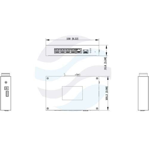 Hikvision DS-3T1306P-SI/HS Switch przemysłowy Smart Managed PoE+ 4x RJ45 10/100Mb/s PoE 802.3af/at, 1x Gigabit RJ45, 1x Gigabit SFP, max. 30W na port, budżet PoE 60W, Long Range 300m, VLAN, STP/RSTP, PoE Watchdog, metalowy, montaż DIN 3