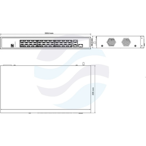 Hikvision DS-3E0326P-E/M Switch PoE niezarządzalny 24x 10/100Mb/s PoE 802.3af/at, 1x Gigabit RJ45, 1x Gigabit Combo, budżet PoE 230W, PoE Watchdog, metalowy 2