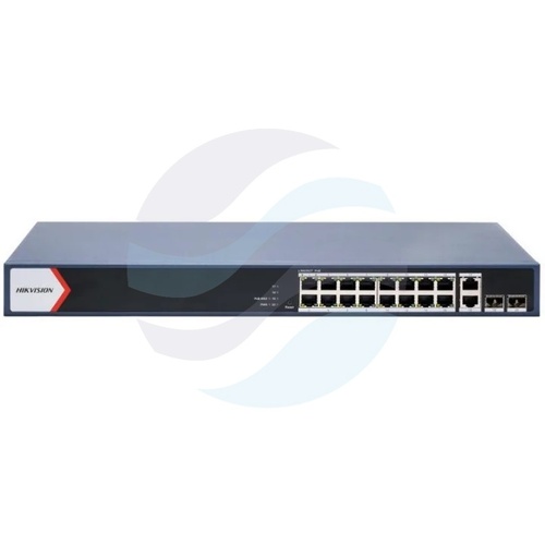 Hikvision DS-3E1520P-EI Switch PoE zarządzalny 16x Gigabit PoE + 2x Gigabit RJ45 + 2x Gigabit SFP, 802.3af/at, budżet 230W, PoE Watchdog, Long Range 300m 4