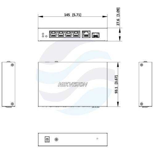 Hikvision DS-3E1506P-EI/M-4P1T1F Switch PoE zarządzalny 4x Gigabit PoE + 1x Gigabit RJ45 + 1x Gigabit SFP, budżet 45W, PoE Watchdog, Long Range 300m 2