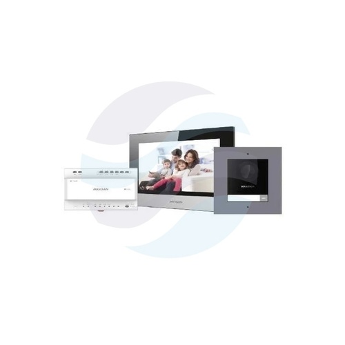 Hikvision DS-KIS702Y Zestaw wideodomofonowy IP 2-wire HD, kamera 2Mpx Full HD, monitor dotykowy 7 cali 1024x600, Wi-Fi, microSD 16GB, Hik-Connect, IP65, natynkowy 2