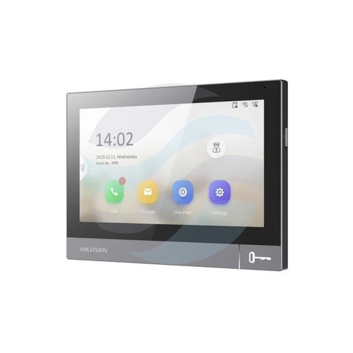 Hikvision DS-KH8381-TE1 Monitor wideodomofonu IP 7 IPS 1024×600, ekran dotykowy, obsługa do 16 kamer IP i 16 monitorów, microSD do 128GB, 8 wejść alarmowych, PoE 802.3at, Hik-Connect, montaż natynkowy, podtynkowy lub biurkowy, srebrno-czarny 2