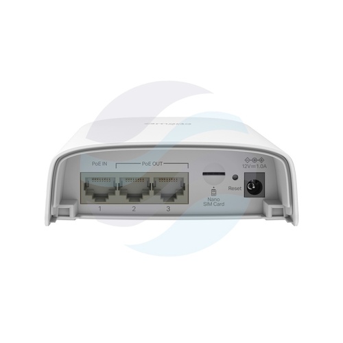 TP-Link ER603WP-4G-Outdoor Router zewnętrzny/wewnętrzny 4G Cat4 N300 Omada, 300 Mb/s 2,4 GHz, 3× WAN/LAN Gigabit (1× PoE IN, 2× PoE OUT), 1× Nano SIM, PoE 802.3af/at/bt, adapter PoE w zestawie, IP55 5