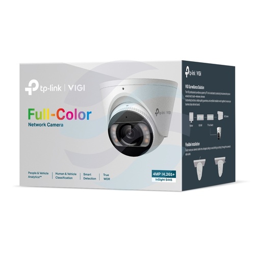 TP-Link InSight S445 (2.8mm) Kamera Full-color IP 4Mpx, turret, kopułowa 2.8mm, 12V DC, PoE 802.3af/at, IR LED / LED 30m, WDR 120dB, mikrofon, głośnik, mSD 512GB, IP67 5