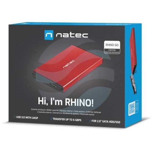 NATEC Rhino GO NKZ-1279 zewnętrzna obudowa dysku 2.5" SATA HDD/SSD, USB 3.0, czerwony 3