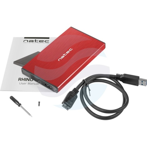 NATEC Rhino GO NKZ-1279 zewnętrzna obudowa dysku 2.5" SATA HDD/SSD, USB 3.0, czerwony 7