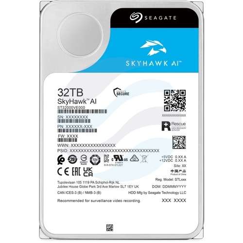 SEAGATE skyhawk AI 20 TB (ST20000VE004) Dysk CCTV do monitoringu 3.5" HDD, SATA III 6 Gb/s, 512 MB, 7200 obr./min 3
