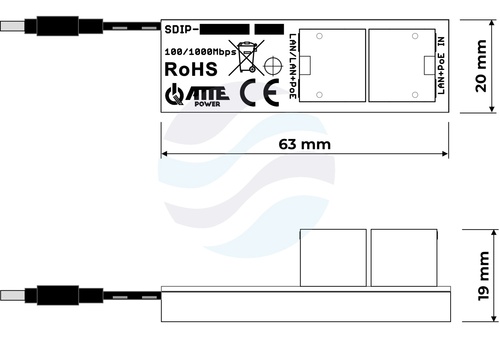 ATTE POWER SDIP-12-124 Adapter PoE Gigabit obniżający napięcie do 12V 2