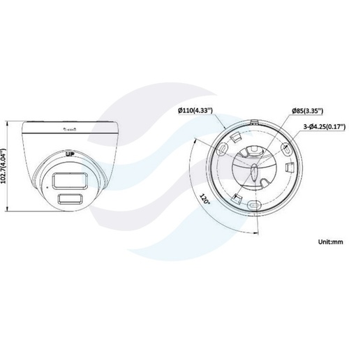 Hikvision DS-2CD1363G2-LIUF/SL (2.8mm) (PL) Kamera IP 6Mpix kopułkowa 2.8mm, Smart Hybrid Light, MD 2.0, IP67, WDR 120dB, IR 30m/ LED 30m, mikrofon, głośnik, AI 2