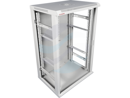 Q-LANTEC Szafa wisząca 19" 15U 600x450, niedzielona, drzwi szklane jednoskrzydłowe, szara 3