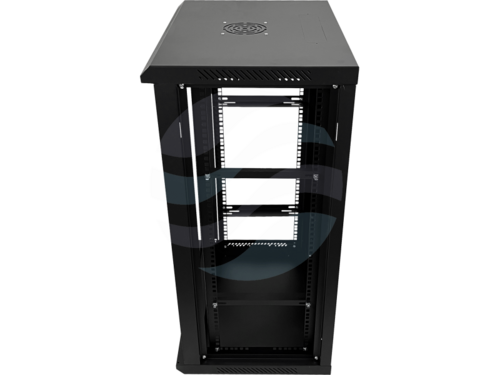 Q-LANTEC Szafa wisząca 19" 15U 600x600, niedzielona, drzwi szklane jednoskrzydłowe, FLAT PACK, czarna 5