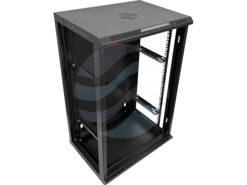 Q-LANTEC Szafa wisząca 19" 18U 600x450, niedzielona, drzwi szklane jednoskrzydłowe, FLAT PACK, czarna 3