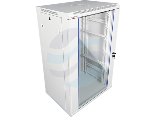Q-LANTEC Szafa wisząca 19" 18U 600x450, niedzielona, drzwi szklane jednoskrzydłowe, szara 2