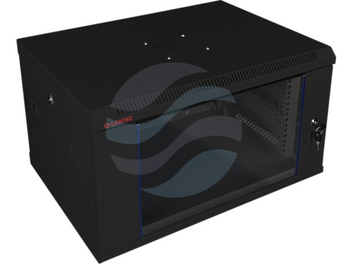 Q-LANTEC Szafa wisząca 19" 4U 600x450, niedzielona, drzwi szklane jednoskrzydłowe, FLAT PACK, czarna 2