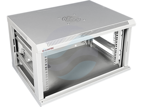 Q-LANTEC Szafa wisząca 19" 4U 600x450, niedzielona, drzwi szklane jednoskrzydłowe, szara 3
