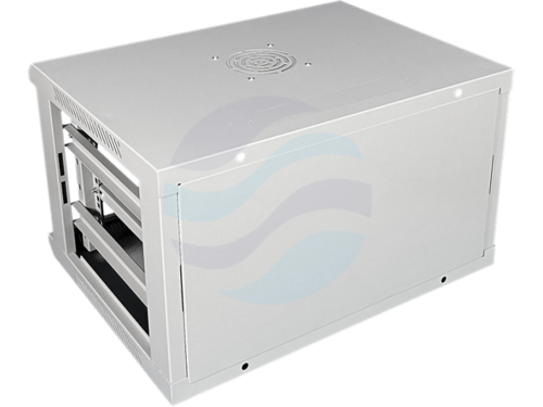 Q-LANTEC Szafa wisząca 19" 4U 600x450, niedzielona, drzwi szklane jednoskrzydłowe, szara 4
