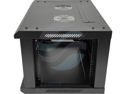 Q-LANTEC Szafa wisząca 19" 6U 600x450, niedzielona, drzwi szklane jednoskrzydłowe, FLAT PACK, czarna 8