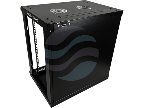 Q-LANTEC Szafa wisząca 19" 9U 600x450, niedzielona, drzwi szklane jednoskrzydłowe, FLAT PACK, czarna 4