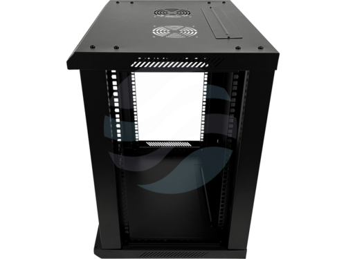 Q-LANTEC Szafa wisząca 19" 9U 600x450, niedzielona, drzwi szklane jednoskrzydłowe, FLAT PACK, czarna 5