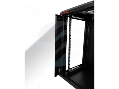 Q-LANTEC Szafa wisząca 19" 9U 600x450, niedzielona, drzwi szklane jednoskrzydłowe, FLAT PACK, czarna 6