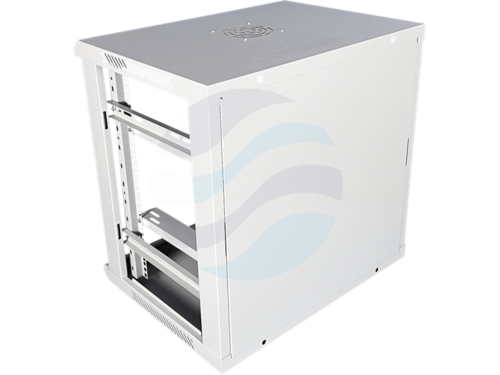 Q-LANTEC Szafa wisząca 19" 9U 600x450, niedzielona, drzwi szklane jednoskrzydłowe, szara 4