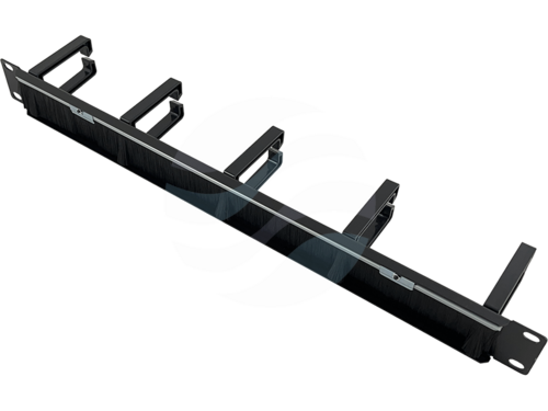 ALANTEC Organizator kabli 1U 19" 5x uchwyt plastikowy z przepustem szczotkowym, czarny 2