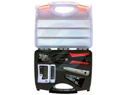 ALANTEC Zestaw narzędzi instalatorskich w walizce (tester, nóż LSA, zaciskarka, stripper, wtyki RJ45) 2