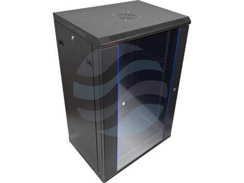 Q-LANTEC Szafa wisząca 19" 15U 600x600, niedzielona, drzwi szklane jednoskrzydłowe, FLAT PACK, czarna 7
