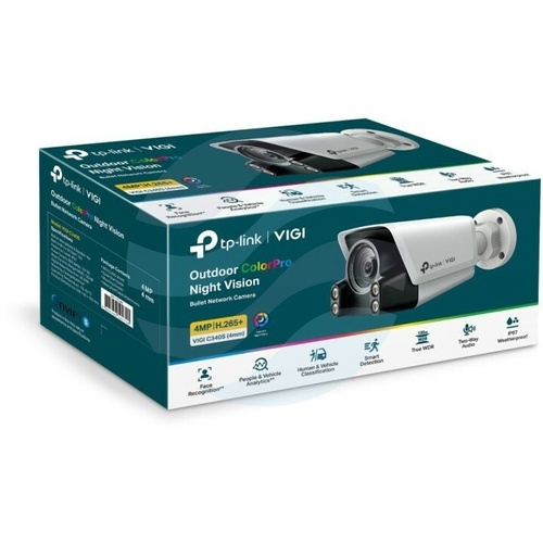 TP-Link VIGI C340s Kamera ColorPro IP 4Mpx, bullet 4mm, 12V DC, PoE 802.3af/at, LED 30m, mSD 512GB, biała 3