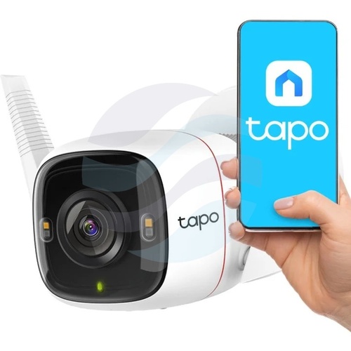 TP-Link TAPO C320WS Kamera bezprzewodowa Full-color IP 4Mpx, bullet 2.8mm, Wi-Fi 2,4GHz, 9V DC, IR do 30m, światło białe 30m, audio, mSD 256GB, biała 2