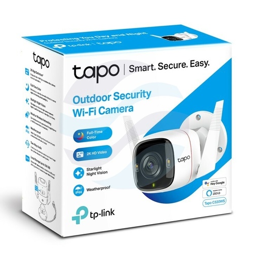 TP-Link TAPO C320WS Kamera bezprzewodowa Full-color IP 4Mpx, bullet 2.8mm, Wi-Fi 2,4GHz, 9V DC, IR do 30m, światło białe 30m, audio, mSD 256GB, biała 3