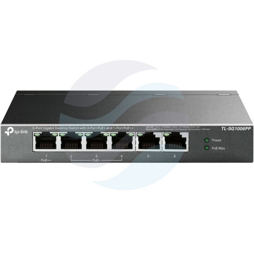 TP-Link TL-SG1006PP Switch gigabitowy PoE++ 6x 10/100/1000Mbps, 4x PoE 64W, desktop, metal 2