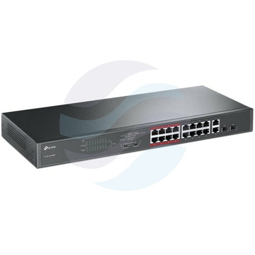 TP-Link TL-SL1218MP Switch PoE 16x 10/100Mbps PoE+ 802.3at/af, 2x Gbit, 2x SFP Combo, 192W, metal RACK 19" 4