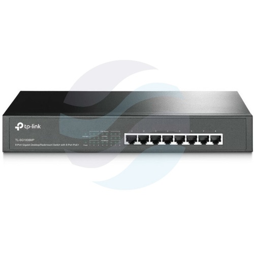 TP-Link TL-SG1008MP Switch gigabitowy PoE/PoE+ 8x10/100/1000Mbps, 802.3af/at, moc 126W, metal, uszy do szaf RACK 2