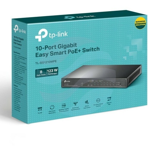 TP-Link TL-SG1210MPE Switch gigabitowy PoE+ Easy Smart 10x 10/100/1000Mbps 802.3at/af, 8x PoE+, 2x Uplink SFP/RJ45, 123W, metal 3