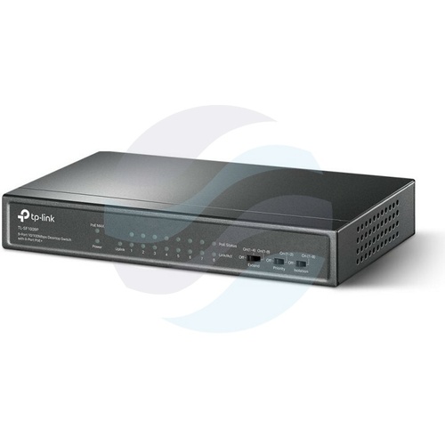 TP-Link TL-SF1009P Switch PoE 8x 10/100Mbps 802.3af/at, 1x LAN Uplink, 65W, desktop metal 2