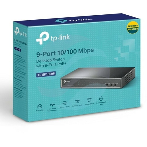 TP-Link TL-SF1009P Switch PoE 8x 10/100Mbps 802.3af/at, 1x LAN Uplink, 65W, desktop metal 3