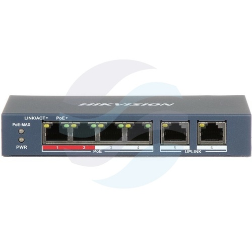 Hikvision DS-3E0106P-E/M Switch PoE 4x 10/100Mbps PoE/PoE+, 2x Uplink, 38W 2