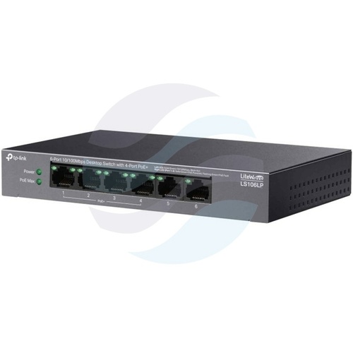 TP-Link LS106LP, Switch PoE 6x 10/100Mb/s (4x PoE+ 802.3af/at), 41W, desktop 2